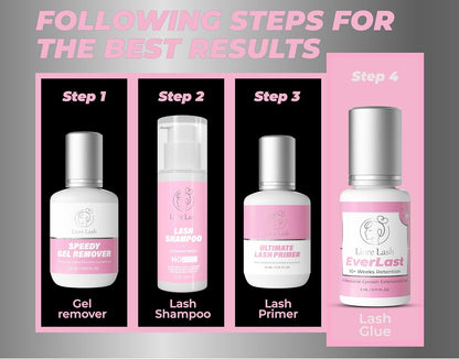 Everlast Strong Eyelash Extension Glue Liore Lash/Retention - 10 Weeks/ 0.5-1 Sec Fast Dry/Black Adhesive/Professional Supplies for Classic/Volume Lashes