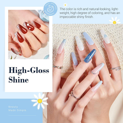 AZUREBEAUTY Dip Powder Nail Kit Starter Spring Summer Blue Red Green Glitter 31 Pcs 20 Colors Dipping Powder Liquid Set with Top/Base Coat Activator for French Nails Art DIY Salon Gift