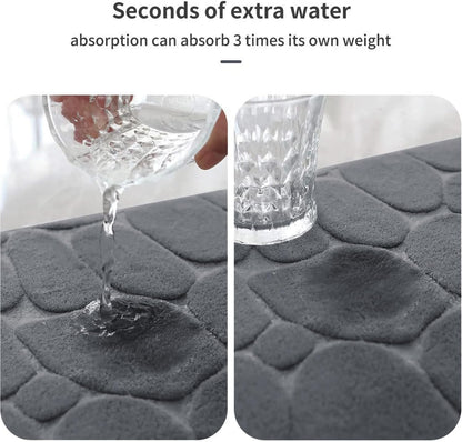 YIHOUSE Memory Foam Bath Mat Cobblestone Bathroom Rugs Super Water Absorbent Bath Mats for Bathroom Machine Washable Bath Rugs(24 x 36,Dark Gray)