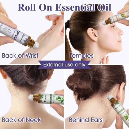 Essential Oil Roll On Set, Natural Aromatherapy Roll On, Relaxation Gift for Women and Men