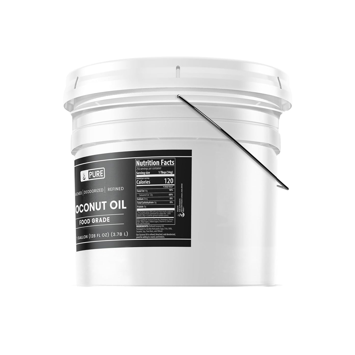 Pure Original Ingredients Coconut Oil (1 Gallon) Hexane-Free & Gluten-Free, Non-Hydrogenated