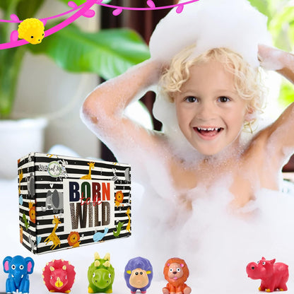 Bath Bombs for Kids with Toys Inside - Organic Bubble Bath Fizzies with Jungle Animal Toys. Gentle and Kids Friendly Spa Bath Balls, Bath Fizz Balls - Birthday Gifts for Toddlers, Boys, Girls