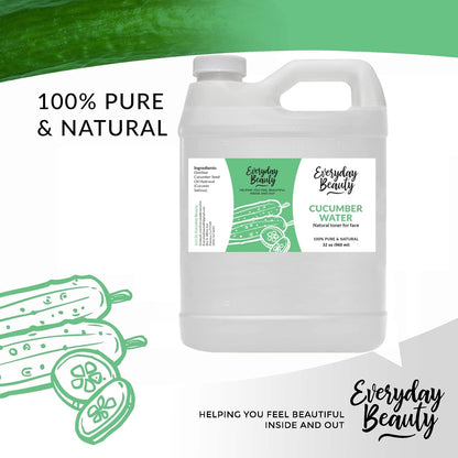 Cucumber Hydrosol Bulk - 32 oz All Natural Hydrating Spray Mist for Face and Hair - 100% All Natural Cucumber Water