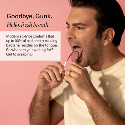 Boka Tongue Scraper for Adults & Kids with Case - Stainless Steel Tongue Cleaner w/Linen Travel Pouch - Scrubber to Remove Tongue Buildup and Freshens Breath (Pack of 1)