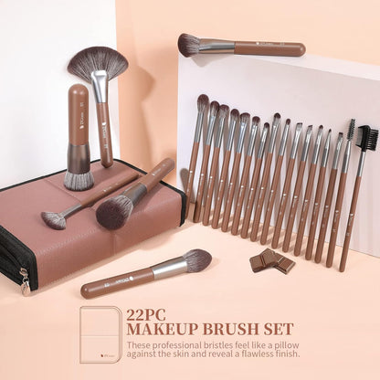DUcare Makeup Brushes Professional with Bag 22Pcs Makeup Brush Set Premium Synthetic Kabuki Foundation Blending Brush Face Powder Blush Concealers Eye Shadows with Case