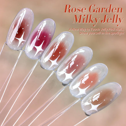 Born Pretty Jelly Burgundy Gel Nail Polish Fall Winter Jelly Blood Wine Red Brown Nude Purple Halloween Translucent Sheer Gel Polish Set Nail Art Varnish Manicure 6PCS