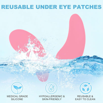 Under Eye Patches 2 Pairs, Silicone Reusable Eye Patches, Under Eye Mask for Skin Care Effect to Reduce Wrinkles and Fine Lines (Pink)
