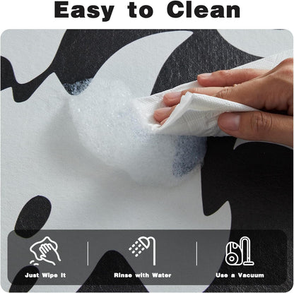 Halloween Bath Mat, Thin Halloween Bathroom Rug Non Slip Quick Dry Ghost Bath Mat Fits Under Door Thin Floor Mat Halloween Decor, 17''x30'', Ghosts Black