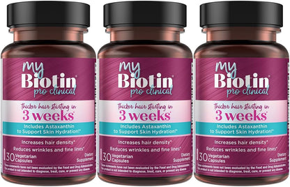 Purity Products MyBiotin ProClinical – Thicker Hair Starting in 3 Weeks & Fights Wrinkles - MB40X Patented Biotin Matrix w/Astaxanthin - 40X More Soluble vs Ordinary Biotin 90 Count