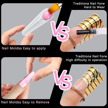 120 Pcs Dual Nail Forms 12 Sizes Half Matte Extension Poly Nail Gel Full Cover Nail Molds With Scale Builder Coffin Nail for Gel Manicure Nail Art Design Salon DIY at Home