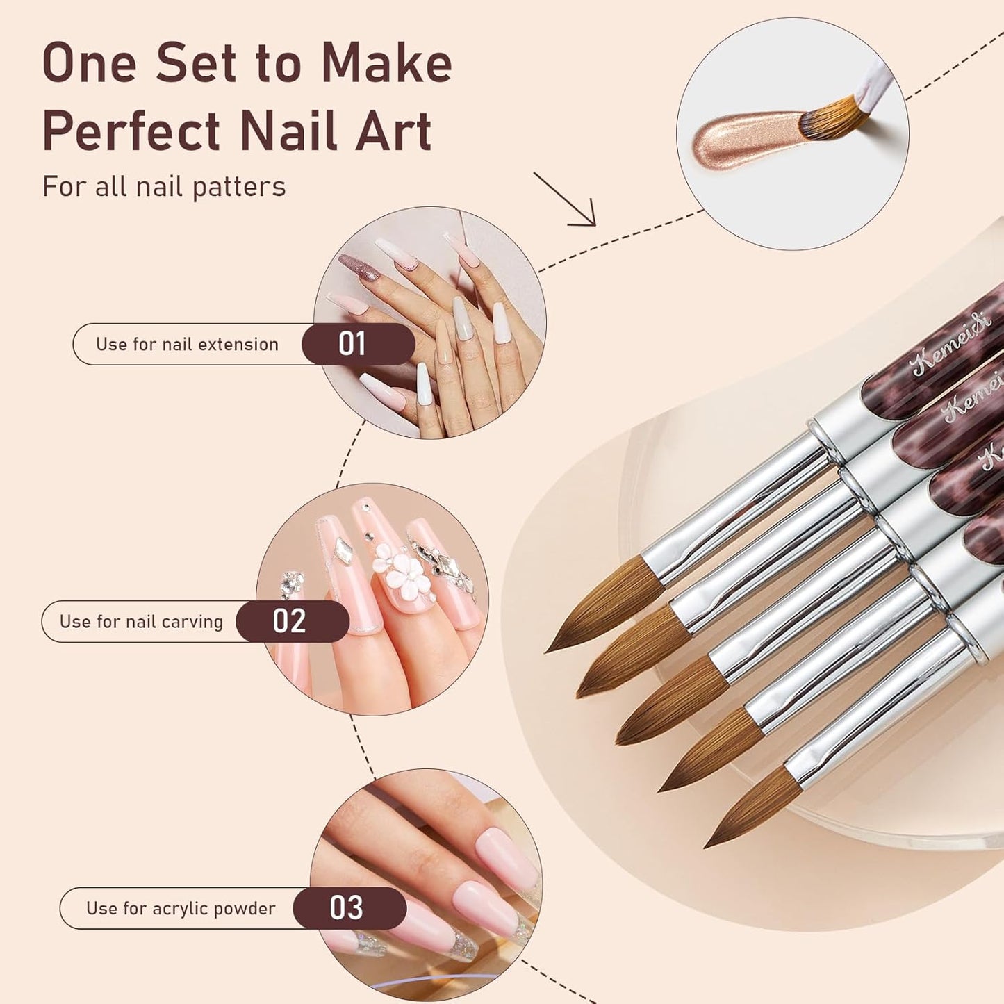 Acrylic Nail Brush Size #08, 100% Pure Kolinsky Nail Art Brushes for Acrylic Application, Sturdy Handle Oval Shaped Acrylic Nail Design Tools for Professional Manicure DIY(Leopard Print)