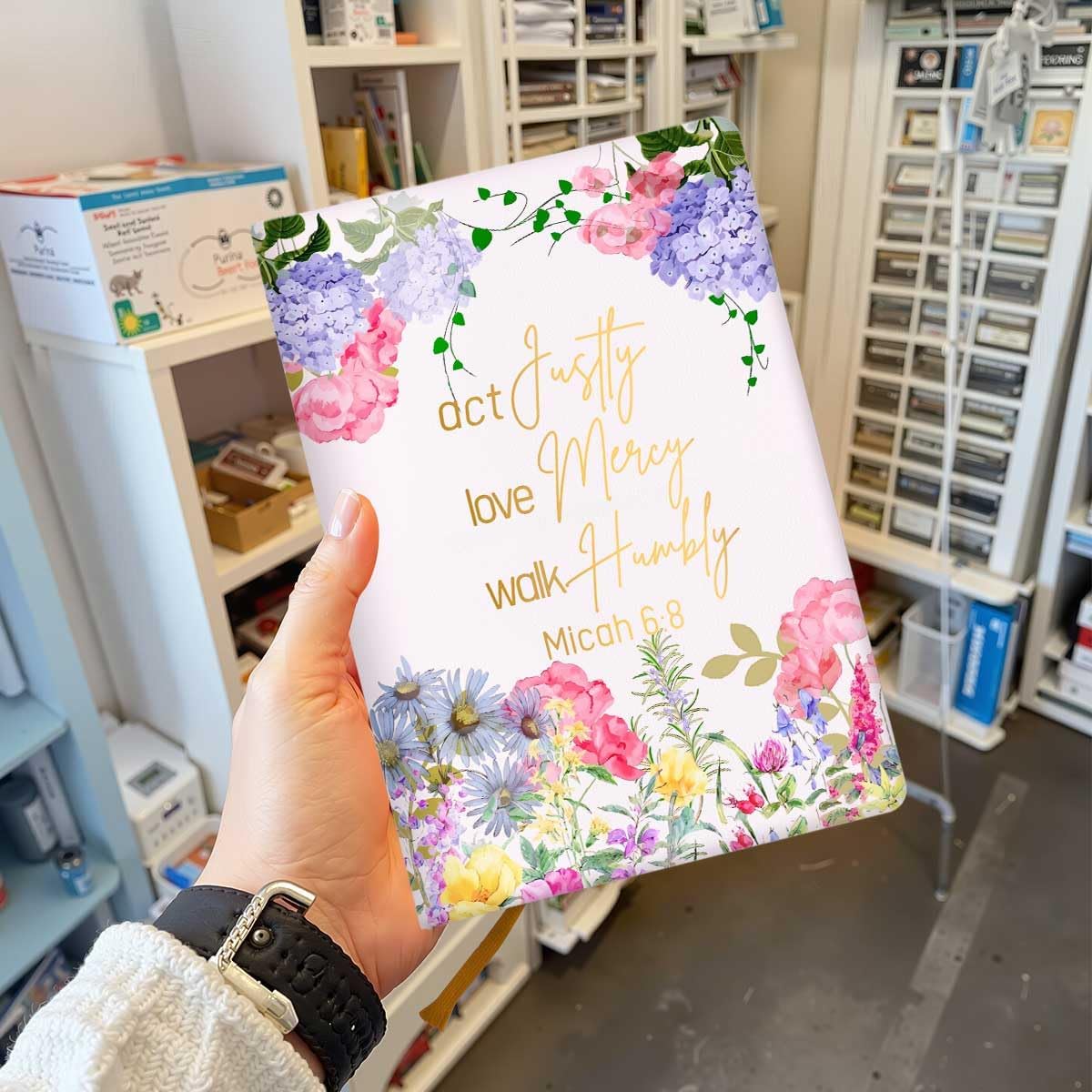 Bible Verse Lined Journal Notebook for Women Men, 200 Pages A5 Hardcover Leather Journals for Writing & Note Taking, Watercolor Floral College Ruled Notebook Diary Notepad, Christian Gifts 3