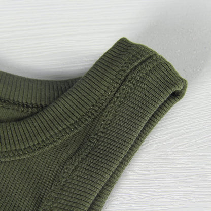 GEMBERA Womens Sleeveless Racerback High Neck Casual Basic Cotton Ribbed Fitted Tank Top