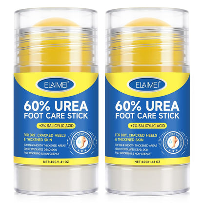 60% Urea Cream Stick plus 2% Salicylic Acid, Maximum Strength Urea Foot Cream Callus Remover for Dry Cracked Heels, Hands, Knees,Exfoliating Moisturizer, Dead Skin Remover Foot Balm 1.4oz (2pcs)