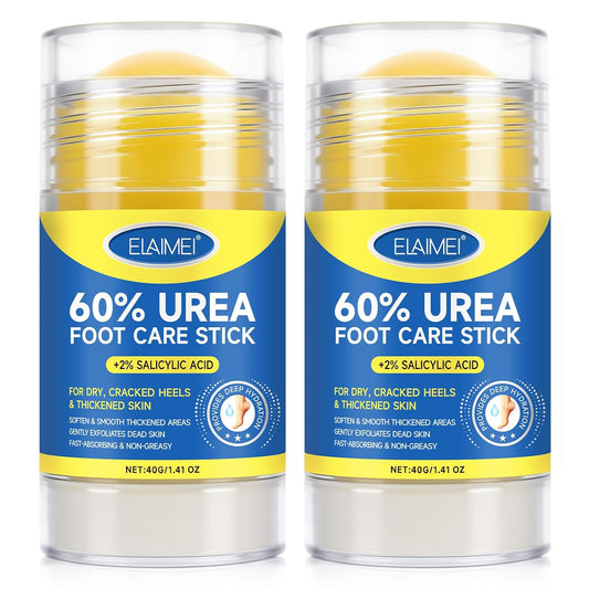 60% Urea Cream Stick plus 2% Salicylic Acid, Maximum Strength Urea Foot Cream Callus Remover for Dry Cracked Heels, Hands, Knees,Exfoliating Moisturizer, Dead Skin Remover Foot Balm 1.4oz (2pcs)