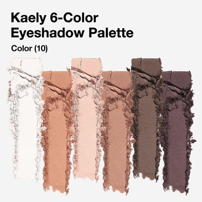 Kaely 6 Color Mini Nude Brown Neutral Eyeshadow Palette Makeup, Highly Pigmented Eye Shadow Palette Waterproof, Natural Matte Eye Shadow Palette, paleta de sombras de ojos, Vegan & Cruelty-free, 10
