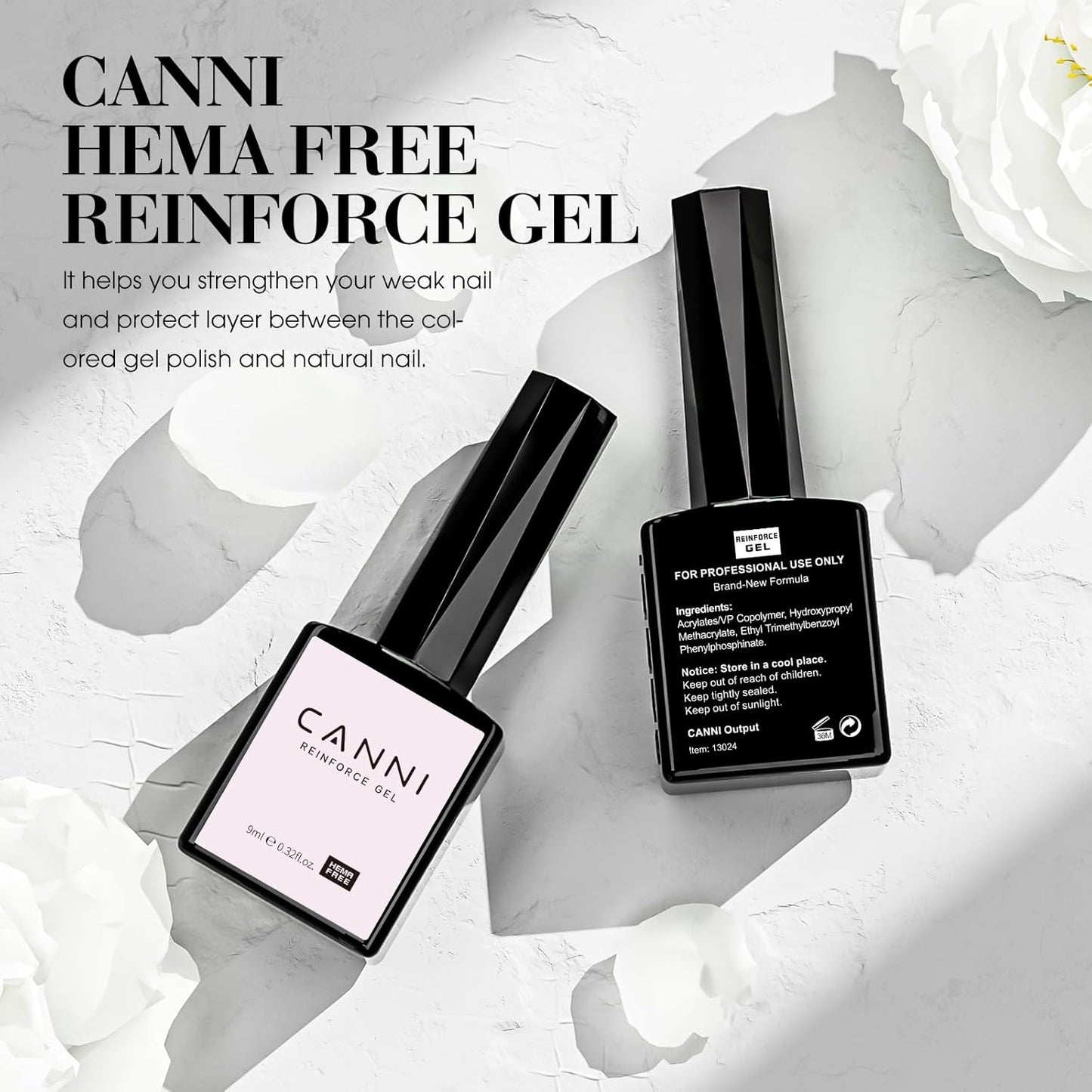 CANNI Nail Strengthening Reinforce Gel – Repair Hardener Polish for Weak, Damaged Nails, Clear Soak-Off, Long-Lasting DIY Nail Art for Women