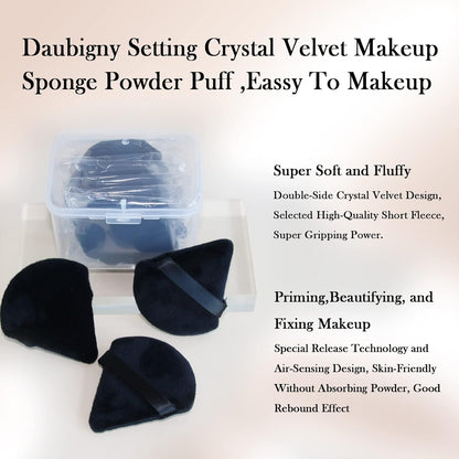 Powder Puff Daubigny 6 Pieces Powder Puff Face Soft Triangle Makeup Puff for Loose Powder Mineral Powder Body Powder Velour Cosmetic Foundation Blender Sponge Beauty Makeup Tools(Black)