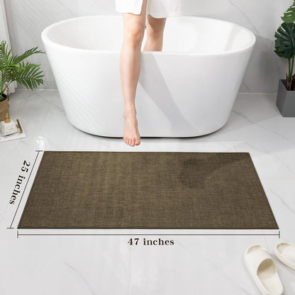 chakme Bathroom Rugs Mat 47x24, Ultra Thin Non Slip Bath Mat Large Quick Dry Absorbent Bath Mat for Bathroom Floor, (Brown, 47"x24")