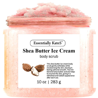 Shea Butter Ice Cream Body & Foot Scrubs 10 Oz - a Soft Serve Texture with a Nice soothing and Moisturizing Effect. Scent is Beautiful - The best stocking stuffer.