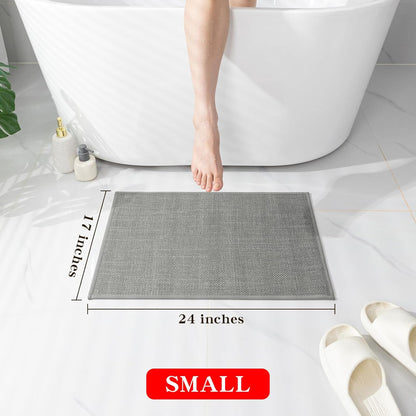 chakme Bathroom Rugs Mat 24x17, Ultra Thin Non Slip Bath Mat Small Quick Dry Absorbent Bath Mat for Bathroom Floor, (Dark Grey, 24"x17")