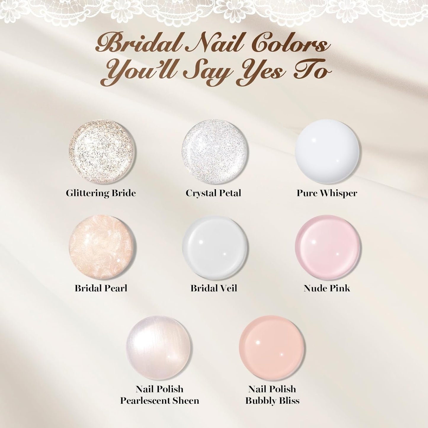 Beetles Wedding Gel Nail Polish Kit – Wedding Beauty 6 Colors Gel Polish, HEMA Free 15ml UV LED Soak Off Manicure with Base Coat Top Coat All in an Elegant Gift Box Nail Set for Bride