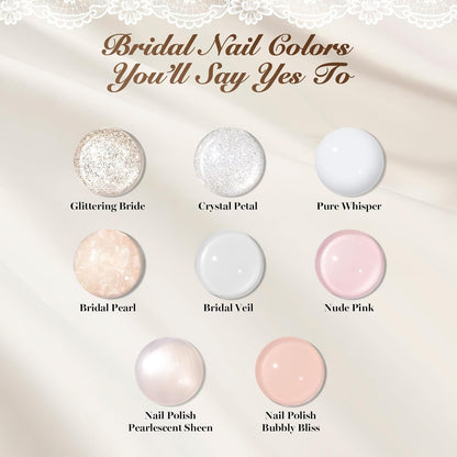 Beetles Wedding Gel Nail Polish Kit – Wedding Beauty 6 Colors Gel Polish, HEMA Free 15ml UV LED Soak Off Manicure with Base Coat Top Coat All in an Elegant Gift Box Nail Set for Bride