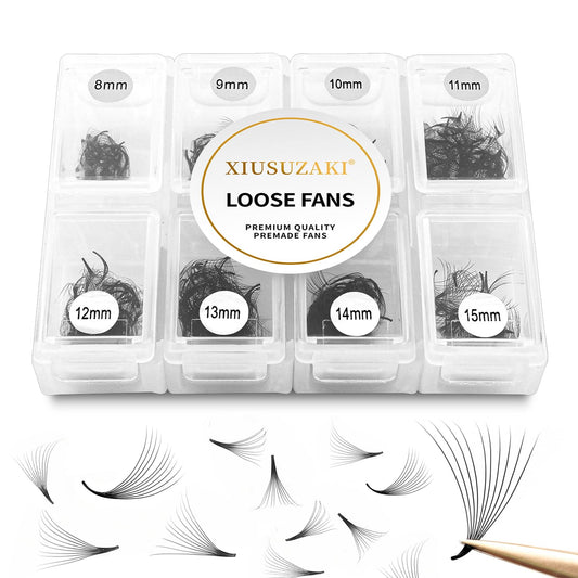 Premade Fans Eyelash Extensions - 600 Fans, 14D Volume, 0.03 Thickness, D Curl, Mix 8-15mm