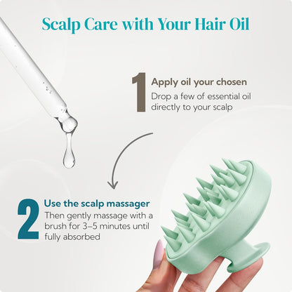 HEETA Scalp Massager 2 Pack for Hair Growth, Soft Silicone Bristles to Remove Dandruff and Relieve Itching, Scalp Scrubber for Hair Care Relax Scalp, Shampoo Brush for Wet Dry Hair, Beige & Green