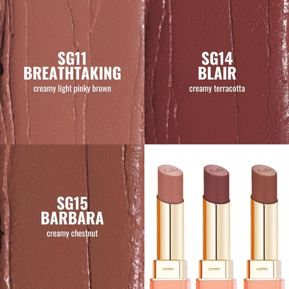 Oulac Color Rich Satin Lipstick Set For Women Red Burgundy Lipsticks High Impact Lipcolor Tinted Lip Balm, Nourishing, Satin Finish, Moisturizing Creamy Formula, Vegan Gluten Free (11+14+15)