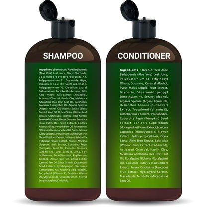 Tea Tree & Eucalyptus Shampoo and Conditioner Set – Clarifying & Scalp Care Formula with Activated Charcoal, Biotin & Keratin – Sulfate-Free, Made in USA - 16 fl oz x 2