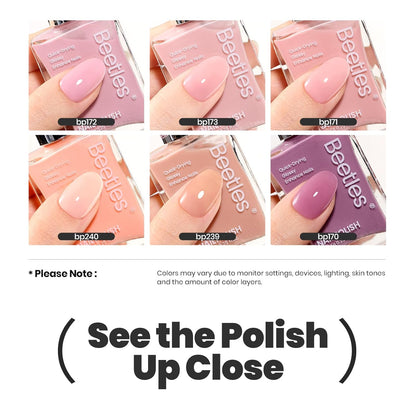 Beetles Jelly Nail Polish Set, 6 Colors Pink Nude Purple Velvet Glow Quick Dry Nail Polish Long Lasting Nail Strengthener Polish Gift for Girls Women