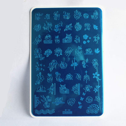 2pcs Floral Animal Series Nail Stamping Plates Template Plants Unicorn Nail Stamp Plates Cute Cat Panda Fox Manicure Image Stamper Plate Flowers Stainless Steel Nail Art Stencil