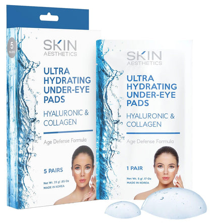 Hyaluronic & Collagen Under Eye Patches - Reduces Eye Bags, Puffiness, Crow's Feet & Wrinkles Ultra Hydrating Under Eye Pads - Cruelty Free Korean Skin Care - All Skin Types - 5 Pairs