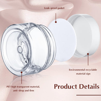 SATINIOR 200 Pcs 2 oz Empty Plastic Jars Round Clear Cosmetic Container Jars with Lids Small Makeup Clear Jars with Lids for Travel Storage Lotion Cream Eye Shadow Jewelry Paint Ointments Samples