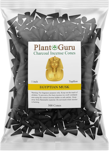 Egyptian Musk Charcoal Incense Cones 1" TOPFLOW - 500 Pack Bulk Wholesale - Natural Scented Cones Handmade Hand Dipped