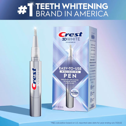 Crest 3DWhite Teeth Whitening Pen – Easy to Use, Erases Surface Stains – Up to 75 Uses per Pen – Convenient, On-The-Go Teeth Whitening Solution
