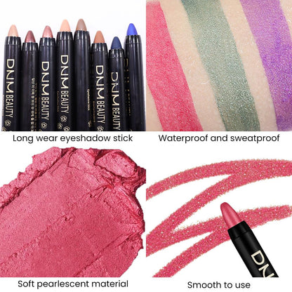evpct Red Shimmer Cream Eye Shadow Brightener Sticks Set for Eyes, Red Shimmery Matte Pencil Eye shadow Applicator Stick Pen Palette Makeup Waterproof sombras en crema para ojos 35#