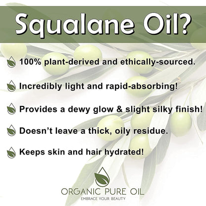 OPO Squalane Oil - Pure, Natural, Plant-Derived, Non GMO, Refined - 16 oz - Squalene Alternative, from Olive - Ultra Hydrating & Moisturizing Carrier Oil - hexane free, cold pressed