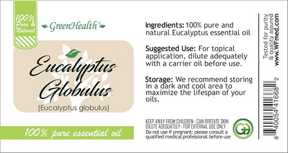 GreenHealth Eucalyptus Essential Oil – 8 fl oz (237 ml) – 100% Pure & Natural – Aromatherapy Oil in Aluminum Bottle with Plug Cap – for Diffuser, Cleaning, Home Fragrance, DIY Use