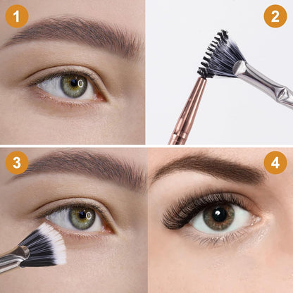 1 Pcs Folding Angle Scalloped Lash Brush, Eyelash Comb Separator, Multifunctional Mascara Fan Brush, Soft Bristles Makeup Tool for Upper Lower Eye Lash (Black)