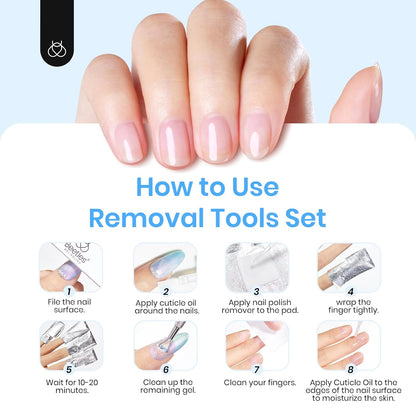 beetles Nail Remover Kit - 200Pcs Nail Soak Off Foil Wraps Gel Nail Polish Remover Tools Larger and Thicker Pre-attached Cotton Pad with Droppers, Easy Manicure Removal for Women Girls