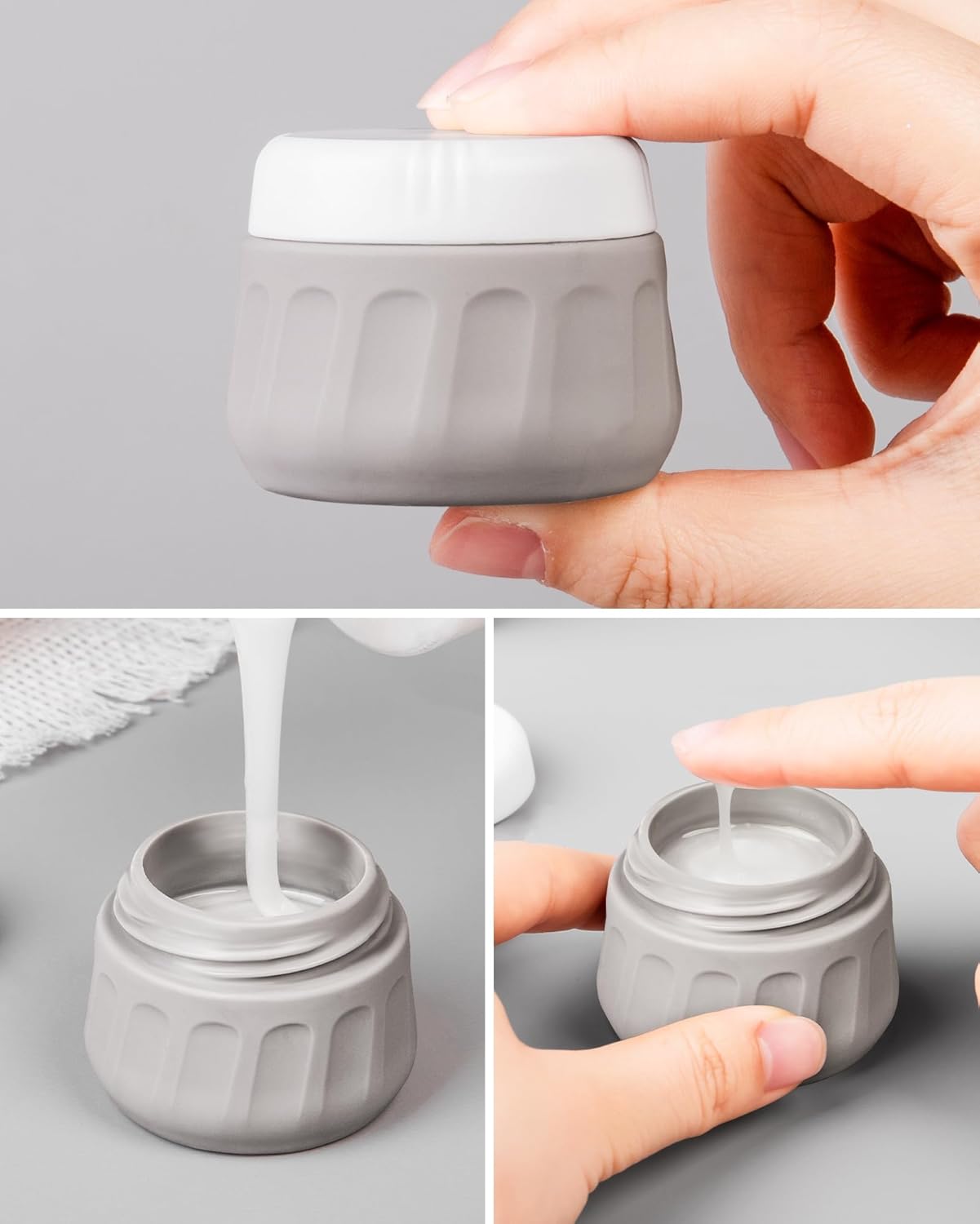 Travel Bottles for Toiletries 8 Pack, Travel Size Toiletries, Tsa Approved Travel Size Containers 3oz, with Travel Essentials Clear Bag, Leak Proof Silicone Squeezable Creams Jars