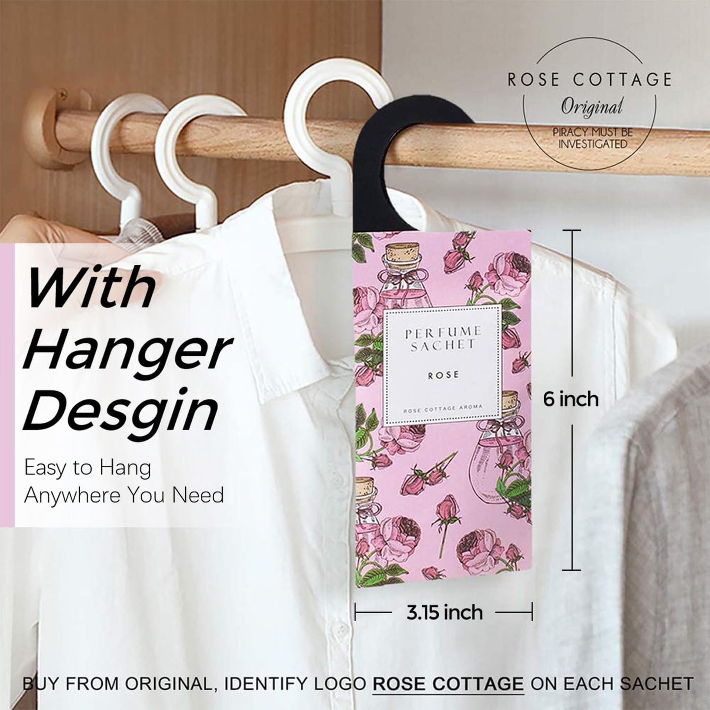 Large 12 Packs Rose Hanging Closet Deodorizer Air Freshener Long Lasting Scented Sachets Smell Goods for House