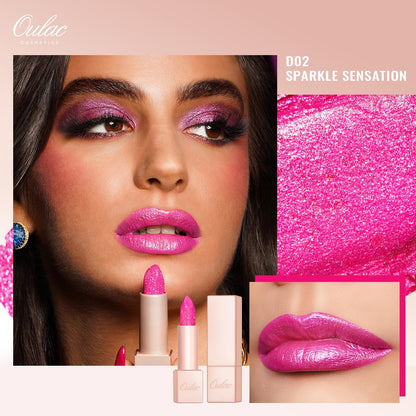 Oulac Lipstick & Lipliner Set 3PCS High Impact Lipcolor with Moisturizing Formula, Vegan Beauty, Full-Coverage Lip Color, Gift Lipstick for Women, LL09+15+D02