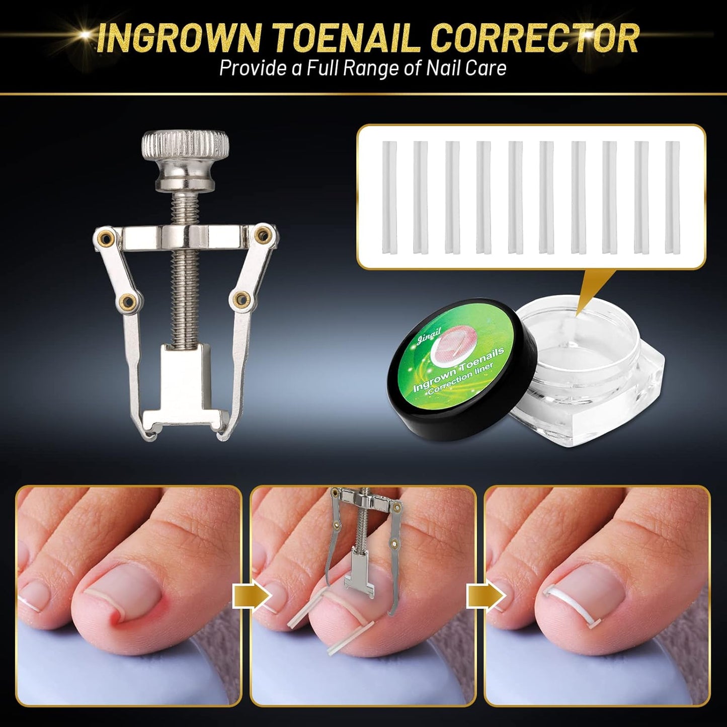 10 PCS Toenail Clippers Tool Kit, Modacraft Professional Podiatrist Nail Clippers Set for Thick & Ingrown Toenails Corrector Treatment, Wide Jaw Opening Nail Clippers Set for Seniors Pedicure, Unisex