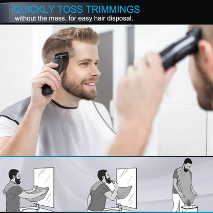 Beard Bib Apron Hair Catcher for Shaving Non-Stick Shave Cape Grooming Accessories Gifts for Men Husband Father