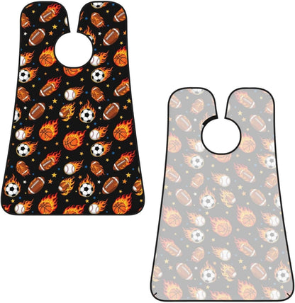 Beard Trimming Hair Catcher, Fire Ball Soccer Basketball Baseball Football Sport Shave Bib, Non-Stick Bib Apron Waterproof, Shaving Tool for Men for Husband Father’s Day