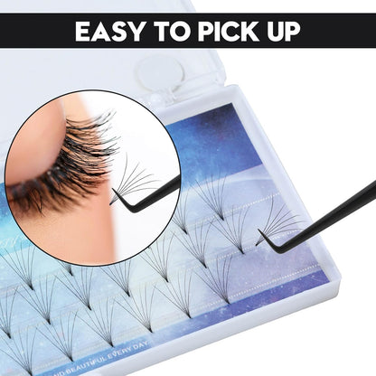 Ms.Queen Fiber Tip Tweezers for Lash Extensions, Precision 90 Degree Eyelash Tweezers for Volume & Classic Lashes,Black