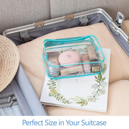 PACKISM Clear Makeup Bag - 3 Pack TSA Approved Toiletry Bags Clear Toiletry Bags for Traveling, Airport Carry on Compliant Bag, Green